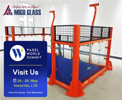 MIGO GLASS for å vise frem prosjekt-Ready Padel Court Solutions på Padel Worl...